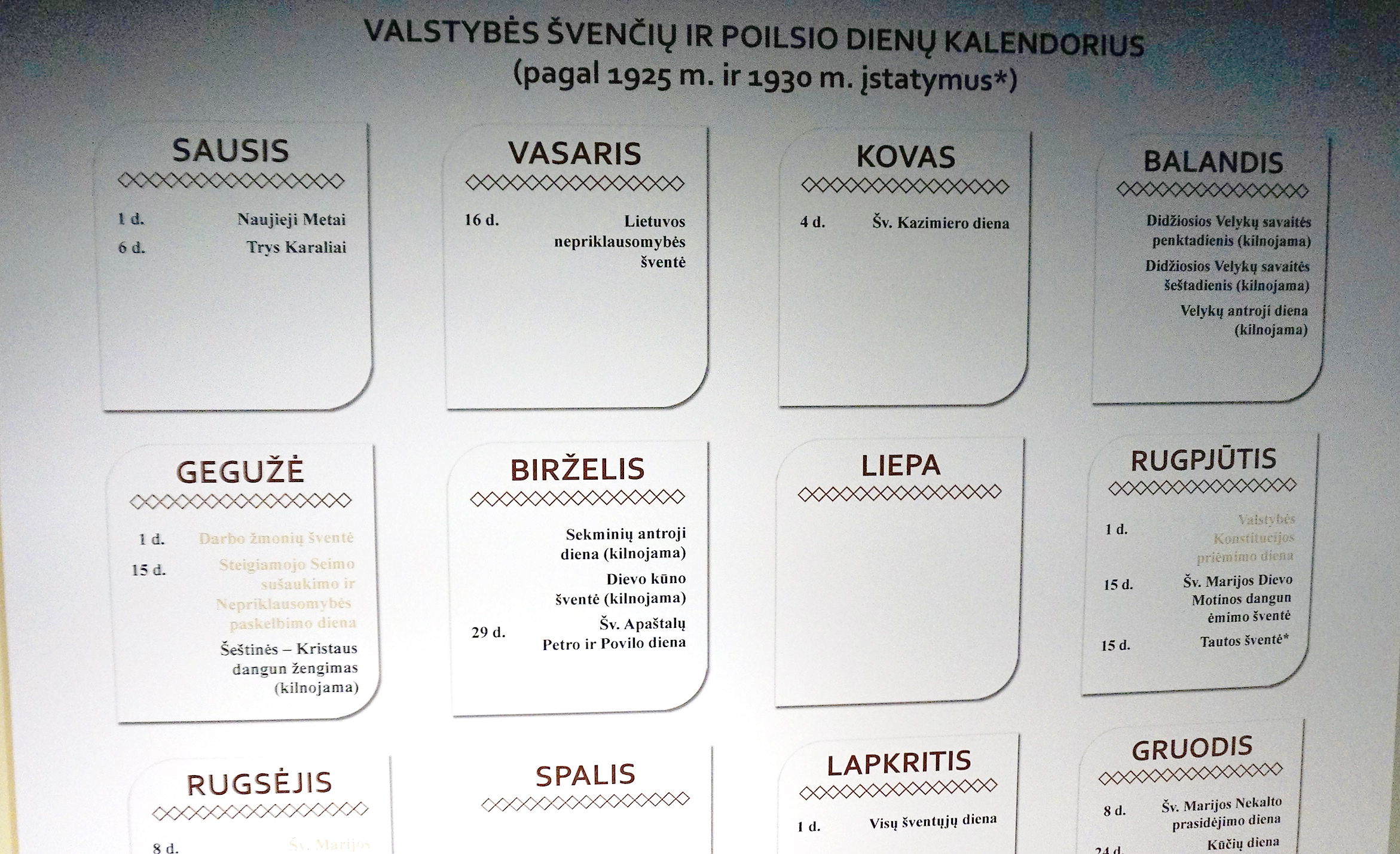 Švenčių kalendorius.