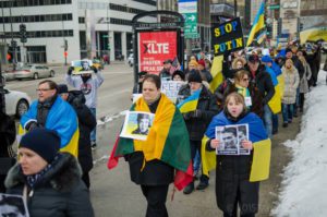 M. Gudynas viename iš Ukrainos palaikymo mitingų.