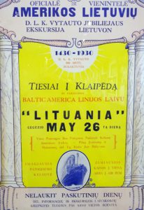 Plakatas reklamuojantis kelionę į Lietuvą.