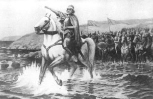 Vytautas reaches the shores of the Black Sea at the head of his army. (Painting by J. Mackevičius).
