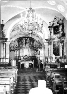 The interior of the small church shows its Baroque splendor