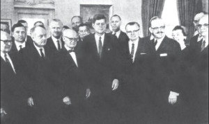 President John F. Kennedy receives a Lithuanian American Delegation at the White House.