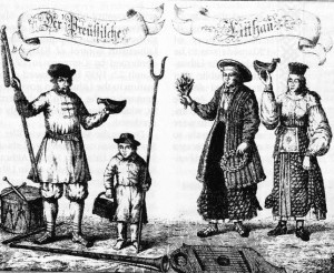 “Lithuanians of Prussia” by T. Lepner, first published in Danzig (Gdansk) in 1744. The boy in the picture is holding amber-gathering tools. 