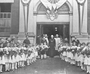 Archbishop Matulaitis being received at Our Lady of Vilnius Lithuanian Parish in Chicago in 1926
