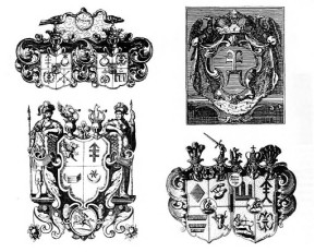 By the 16th century the unpretentious coat-of-arms of most Lithuanian bajorai families had developed into fanciful creations due to marriages between families and the addition of all sort of ornamentation. But in the above examples one can still see many linear and ancient elements such as crosses, arrows, stars, the half-moon, etc