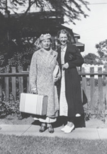 Mother Josephine and middle daughter Isabelle, circa 1930. Josephine came to America later than her future husband, about 1904, and worked as a maid before marriage. She visited relations in Lithuania at least once between world wars; maybe that’s where she’s headed with the bag.