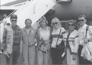 A group of local Lithuanians welcome Rimas Stankevičius (second from left) at the Everett Air Fair in Seattle, Washington, August 1990. Flanking him is Gediminas Morkūnas, Ina Bertulytė Bray (Chair of the Seattle chapter of the Lithuanian American Community, Inc., and author of this article), Valda Misiūnienė, Danutė Rakštienė, and Juozas Petkus.