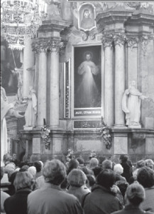 The faithful gaze at the original Image of the Divine Mercy in Vilnius’ Holy Spirit Church.