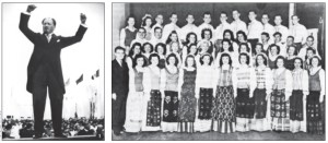 ABOVE, LEFT: Juozas Žilevičius conducts a 2,848-member chorus at the 1939 New York World’s Fair. ABOVE: The Knights of Lithuania chorus in Chicago, 1948, directed by Prof. Dr. Leonardas Šimutis.