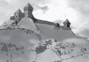 A reconstruction by A. Makauskaitė of how a castle might have looked on top of the Punia hillfort.