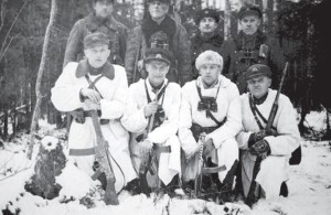 Partisans of the Dainava district in winter. Ramanauskas is third from left, front row.