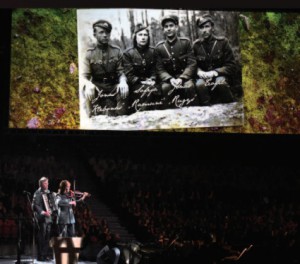 The Festival honored partisans who gave their lives fighting for Lithuania’s freedom. The chorus sang the song "Partizano Mirtis" ("Death of the Partisan"). The music was by Faustas Strolia, a beloved choirmaster who passed away last December. Violinist Rūta Pakštaitė- Cole, accordionist Rimas Polikaitis and recorder player Saulius Petreikis accompanied the song. (Photo by J. Kuprys)