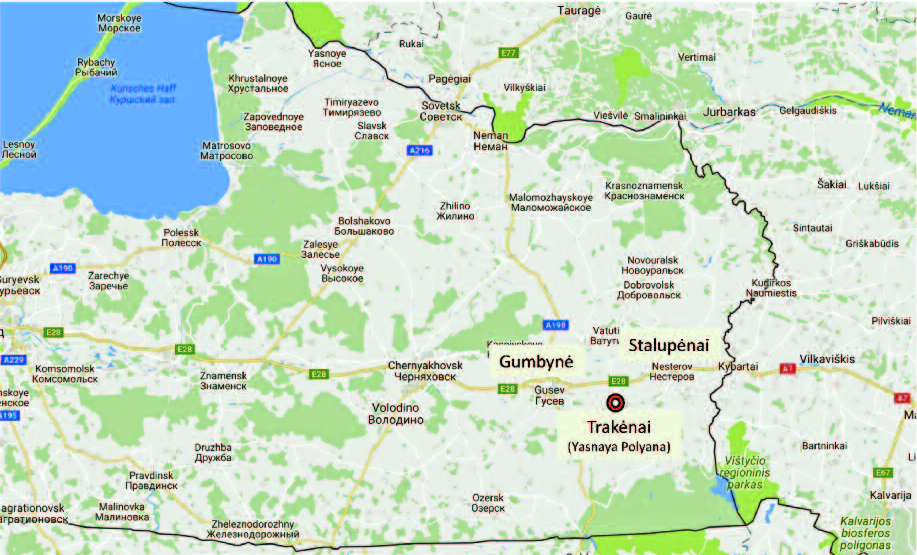 Map showing the location of Trakėnai.
