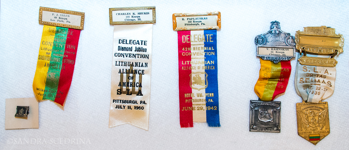 Historic Lithuanian Alliance of America convention badges.