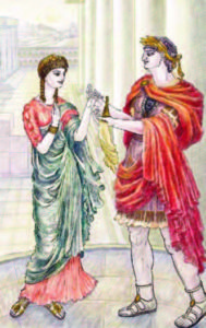 Emperor Nero presenting an amber figurine to his second wife, Poppaea Sabina the Younger.