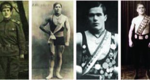Požėla as a young soldier and wrestler.