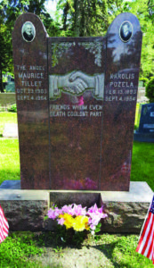Headstone to the joint grave of Maurice Tillet and Karolis Požėla in Justice, IL.