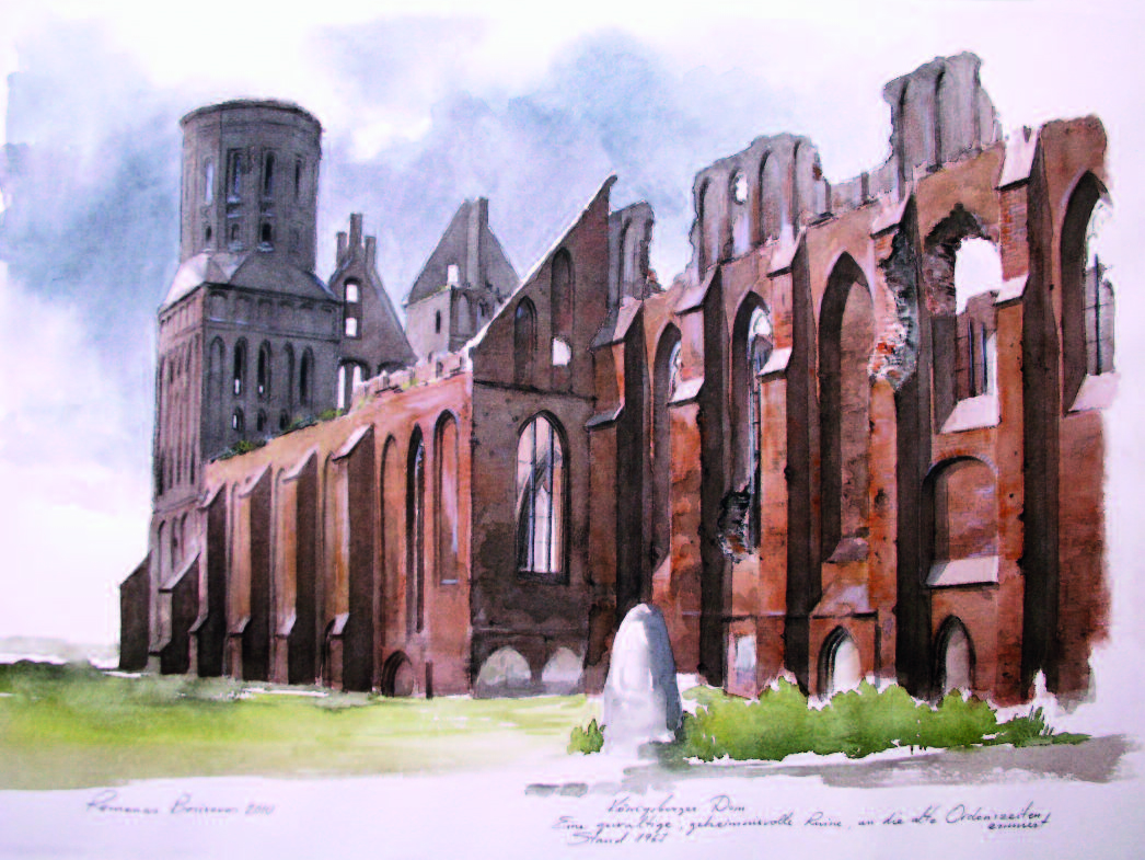 Majestic ruins of the cathedral at Kˆnigsberg. Watercolor, 2010.