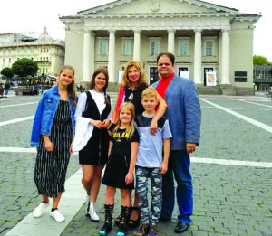 The Gudynas Family in Vilnius. From left: Danielė, Marija, Paulina, Karolis and parents Gintarija and Marijus.