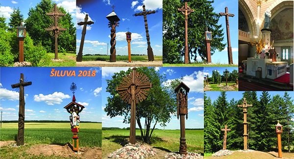 A collection of wayside crosses encountered on the road from Šiauliai to Vilnius.