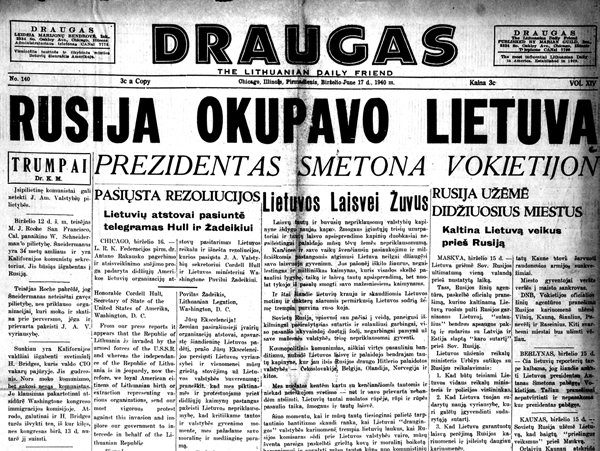 Russians occupy Lithuania. President Smetona to Germany. June 17, 1940