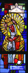 Vitražas „Aušros Vartų Marija” Nekalto Prasidėjimo bažnyčioje, East St. Louis, IL.