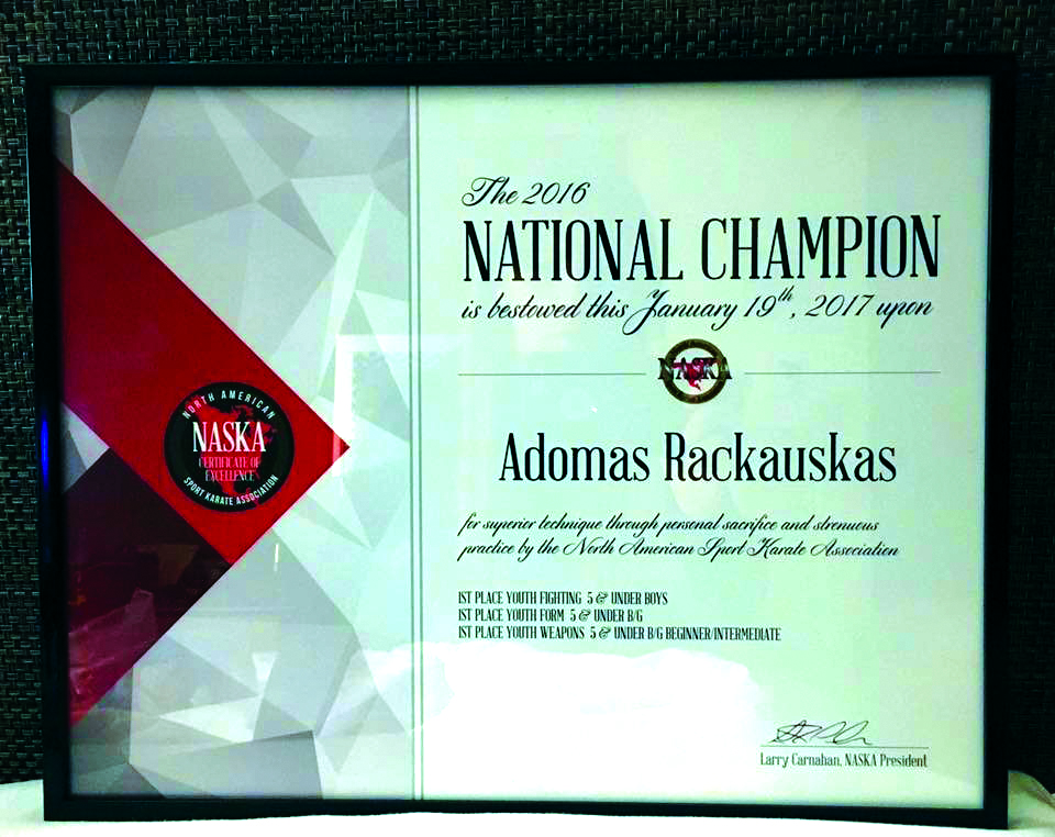 NASKA 2016 metų sertifikatas.