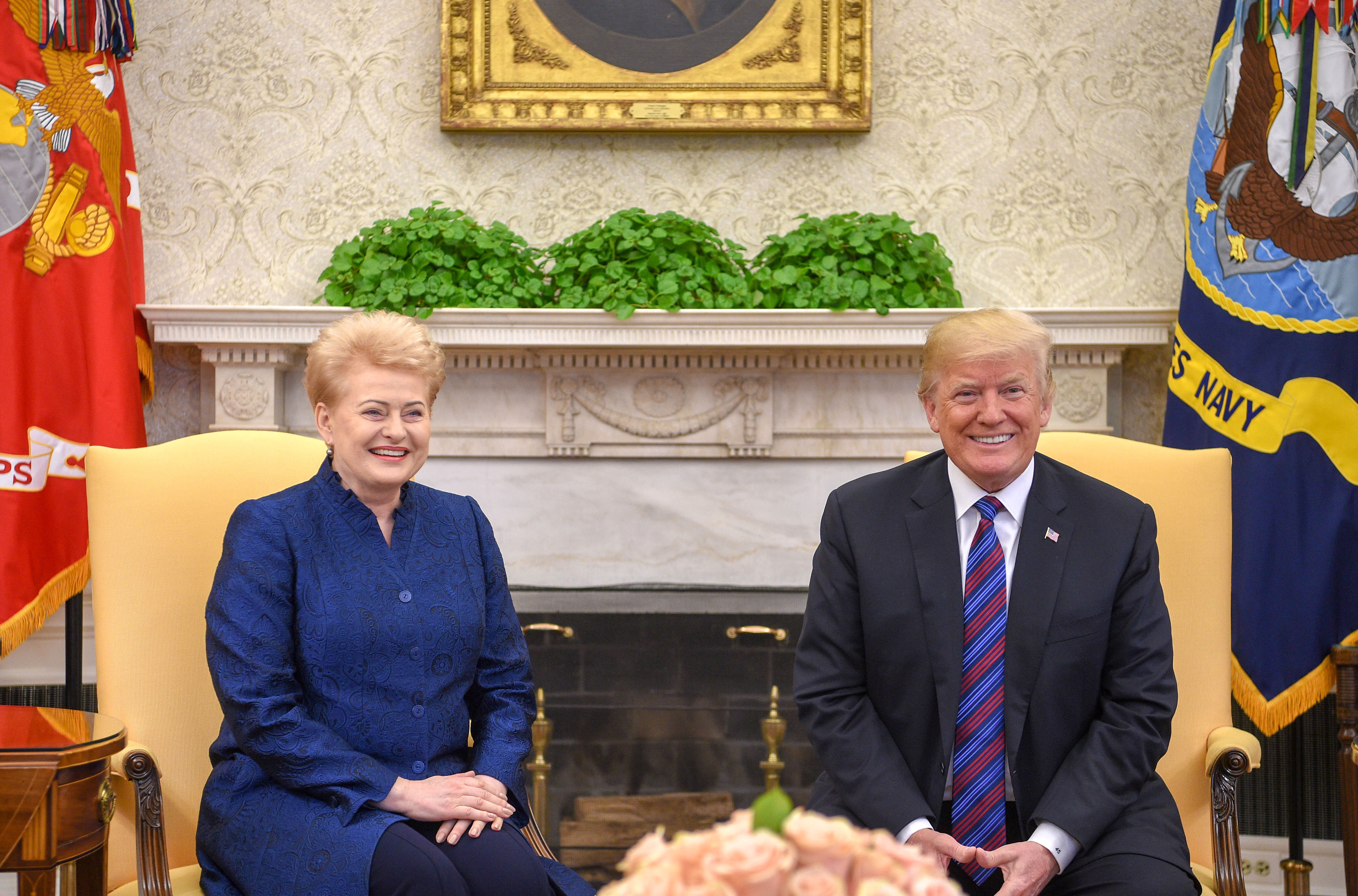 Prezidentė Dalia Grybauskaitė su JAV Prezidentu Donald Trump. 