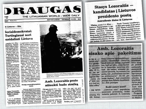 Ambasadoriaus Stasio Lozoraičio vardas dažnai mirgėdavo „Draugo” puslapiuose. (R. Kazlas koliažas)